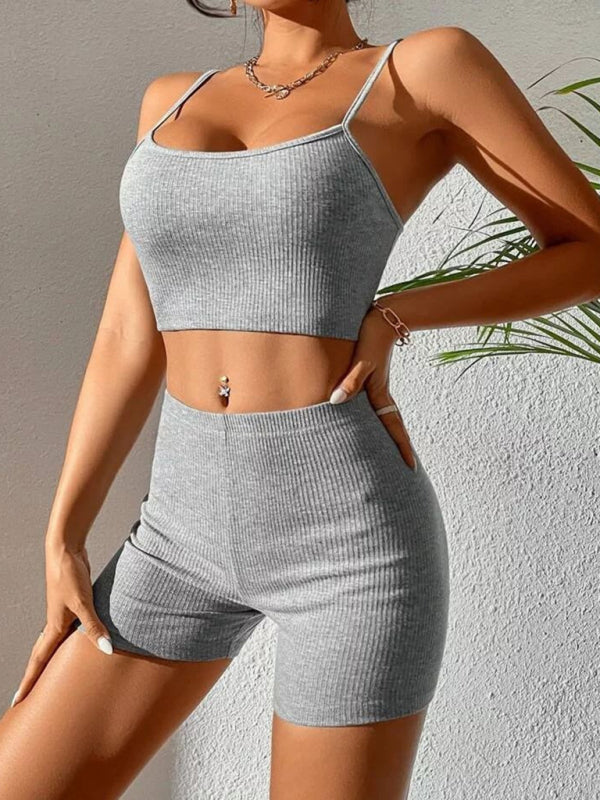 spaghetti strap shorts fashion suit yoga sports suit BLUE ZONE PLANET