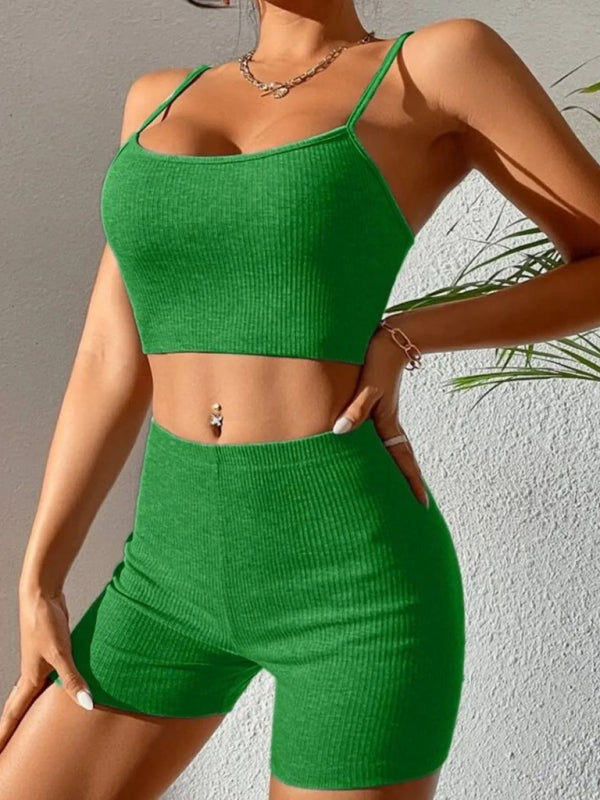 spaghetti strap shorts fashion suit yoga sports suit BLUE ZONE PLANET