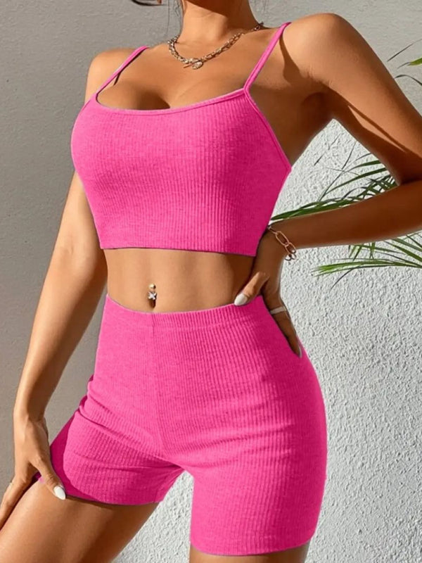 spaghetti strap shorts fashion suit yoga sports suit BLUE ZONE PLANET