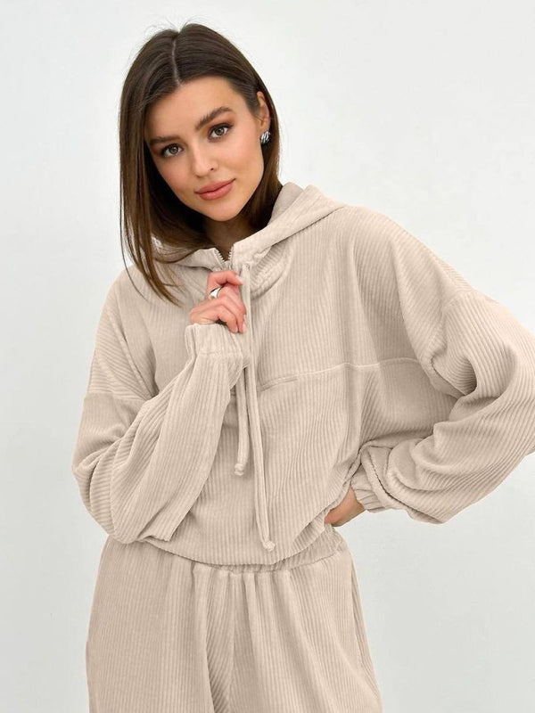 Blue Zone Planet | long sleeve hooded zipper trousers suit two piece set BLUE ZONE PLANET