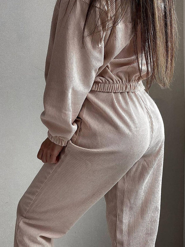 Blue Zone Planet | long sleeve hooded zipper trousers suit two piece set BLUE ZONE PLANET
