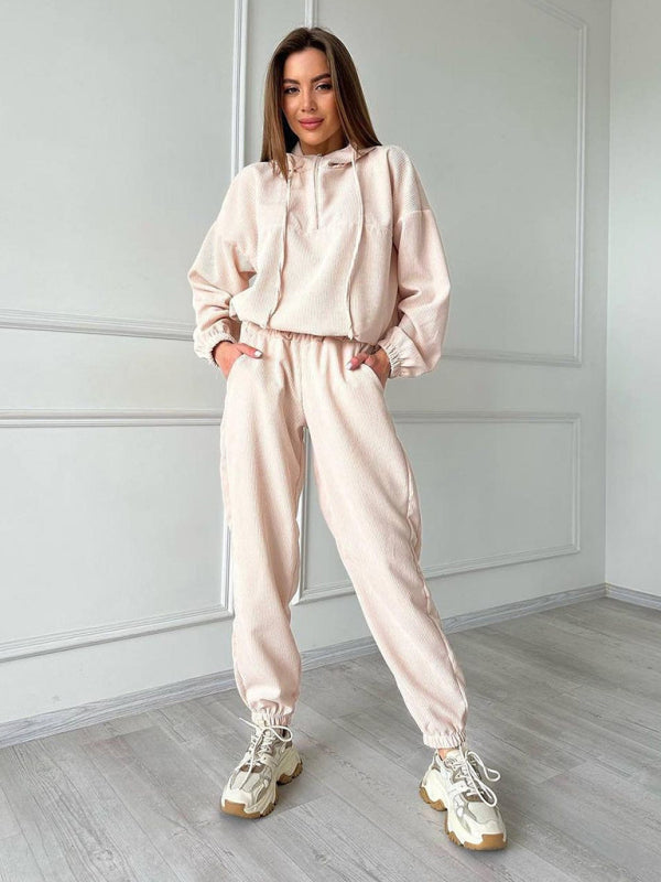 Blue Zone Planet | long sleeve hooded zipper trousers suit two piece set BLUE ZONE PLANET