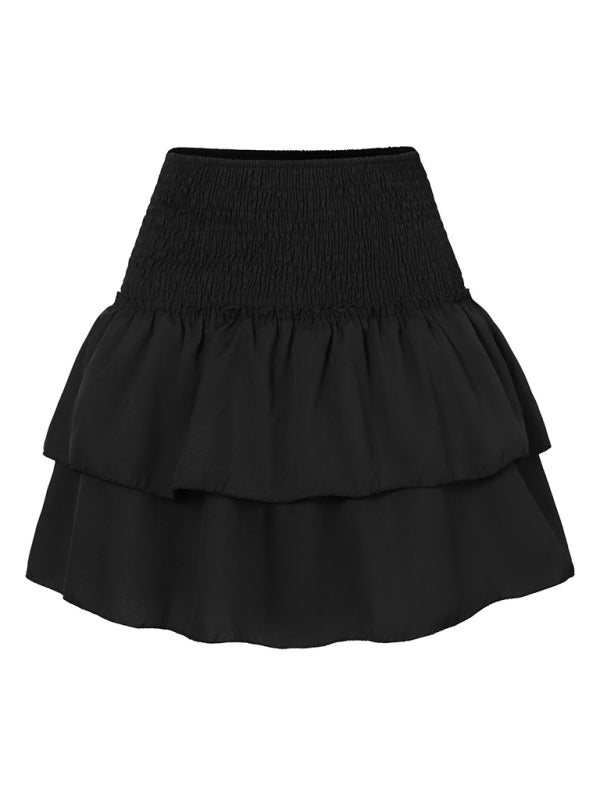 Women's Fashion Ruffled Floral Half-length Pleated Skirt kakaclo