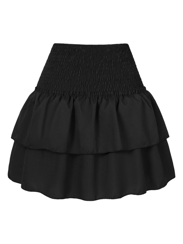 Women's Fashion Ruffled Floral Half-length Pleated Skirt kakaclo