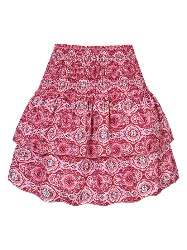 Women's Fashion Ruffled Floral Half-length Pleated Skirt kakaclo