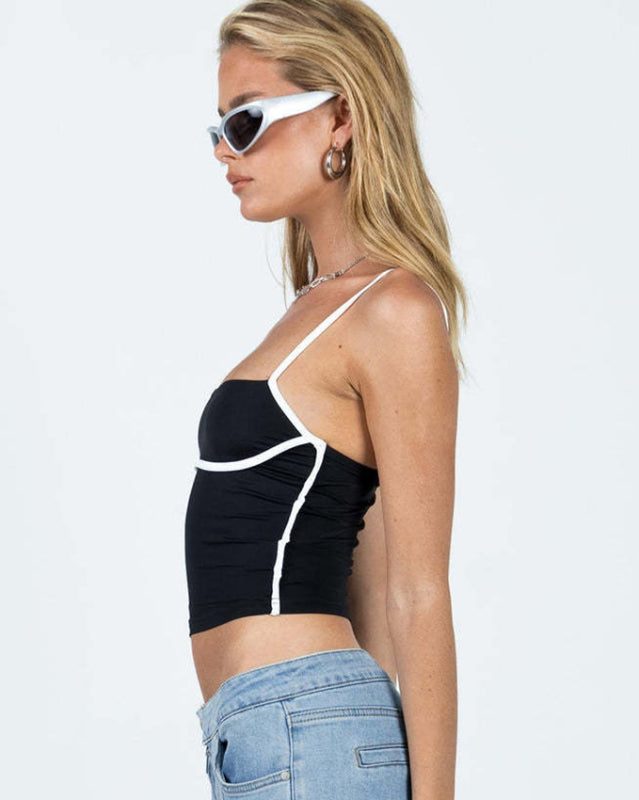Blue Zone Planet | slim fit waist exposed contrast color camisole BLUE ZONE PLANET