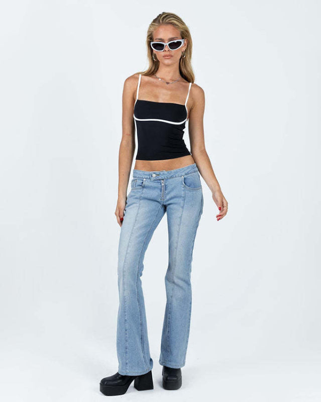Blue Zone Planet | slim fit waist exposed contrast color camisole BLUE ZONE PLANET