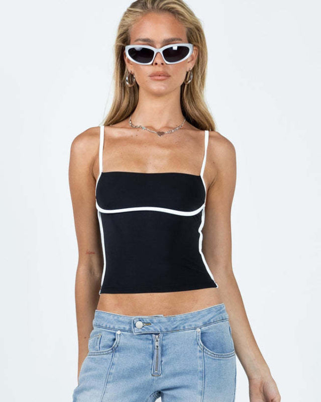 Blue Zone Planet | slim fit waist exposed contrast color camisole BLUE ZONE PLANET