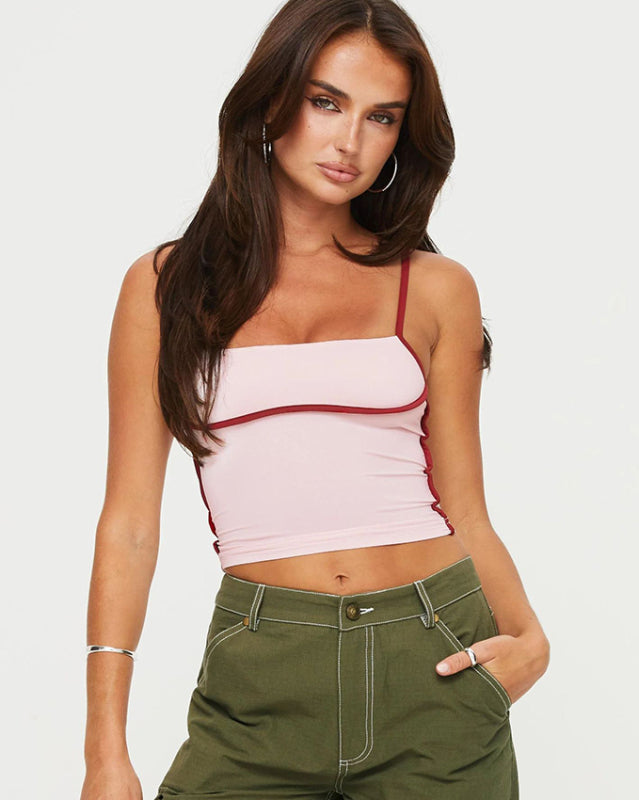 Blue Zone Planet | slim fit waist exposed contrast color camisole BLUE ZONE PLANET