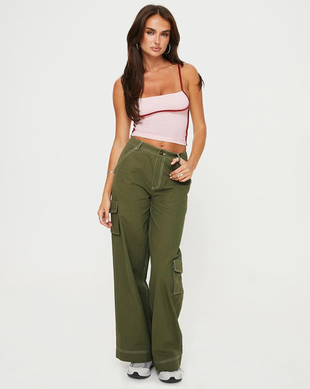 Blue Zone Planet | slim fit waist exposed contrast color camisole BLUE ZONE PLANET