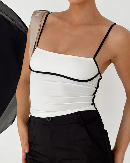 Blue Zone Planet | slim fit waist exposed contrast color camisole BLUE ZONE PLANET