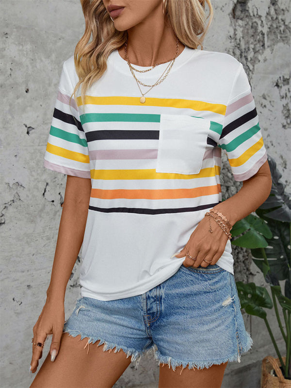 Blue Zone Planet | Color Striped Short Sleeve T-Shirt BLUE ZONE PLANET