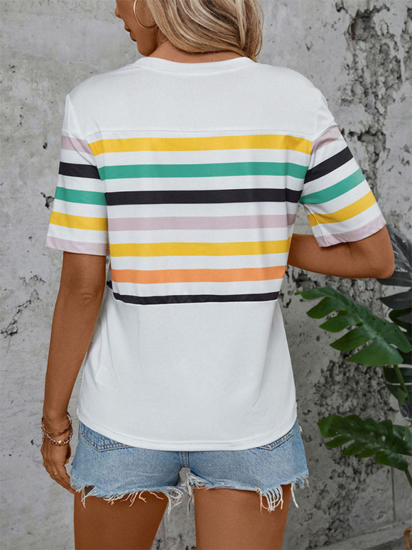Blue Zone Planet | Color Striped Short Sleeve T-Shirt BLUE ZONE PLANET