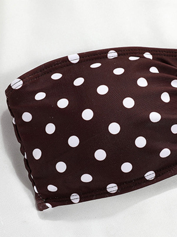 Blue Zone Planet | polka dot print split bandeau bikini BLUE ZONE PLANET