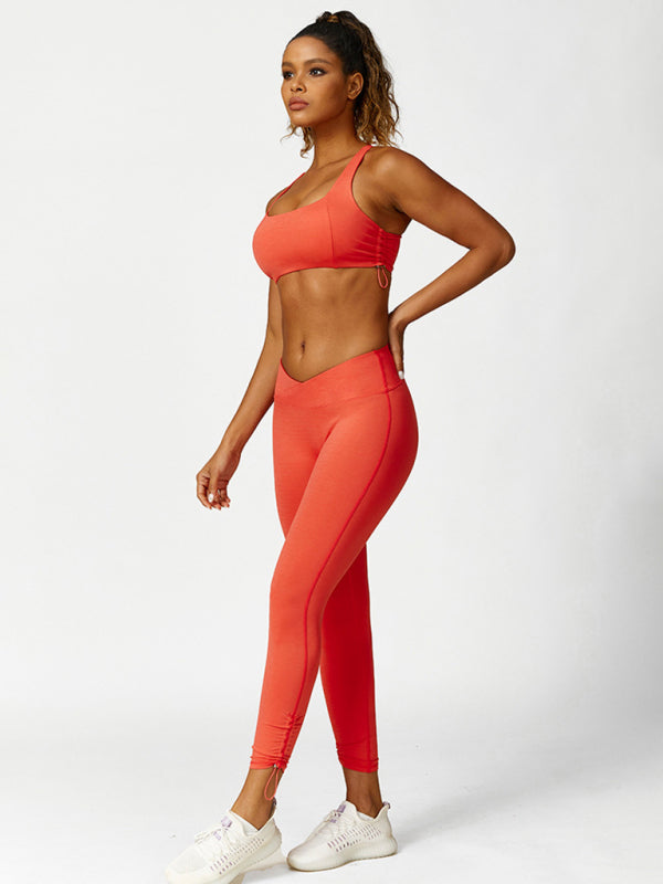 Blue Zone Planet | New drawstring yoga wear breathable solid color running tight shorts kakaclo