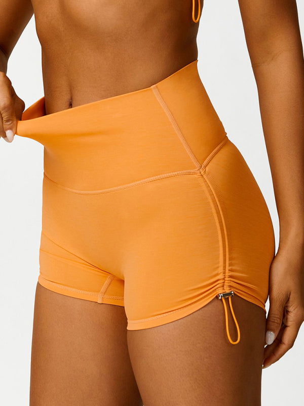 Blue Zone Planet | New drawstring yoga wear breathable solid color running tight shorts kakaclo