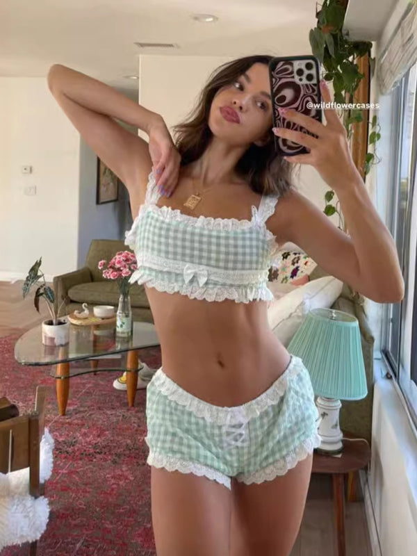 Blue Zone Planet | plaid underwear pajamas fun cute uniform temptation home fun suit BLUE ZONE PLANET