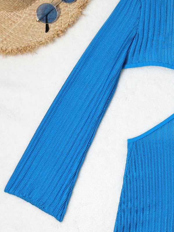 Blue Zone Planet |  mesh hollow drawstring swimsuit swimsuit bikini three-piece set BLUE ZONE PLANET