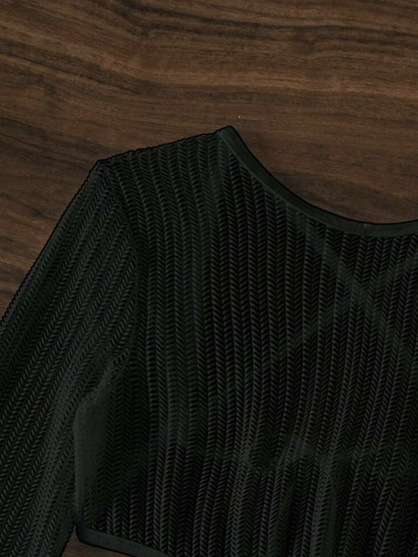 Blue Zone Planet |  mesh hollow drawstring swimsuit swimsuit bikini three-piece set BLUE ZONE PLANET