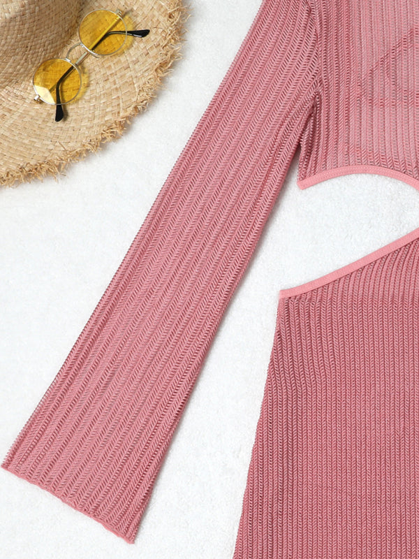 Blue Zone Planet |  mesh hollow drawstring swimsuit swimsuit bikini three-piece set BLUE ZONE PLANET