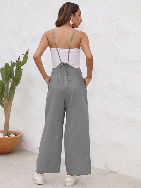 Blue Zone Planet | solid color spaghetti strap trousers BLUE ZONE PLANET