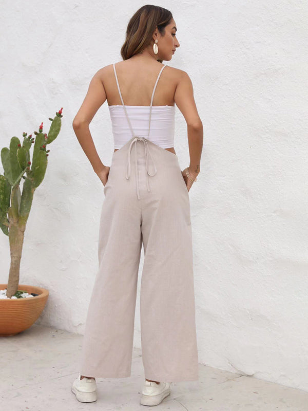 Blue Zone Planet | solid color spaghetti strap trousers BLUE ZONE PLANET