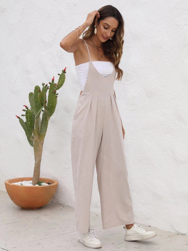 Blue Zone Planet | solid color spaghetti strap trousers BLUE ZONE PLANET