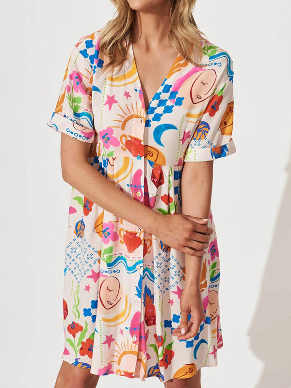 Blue Zone Planet | Azura's single breasted loose knee-length dress BLUE ZONE PLANET