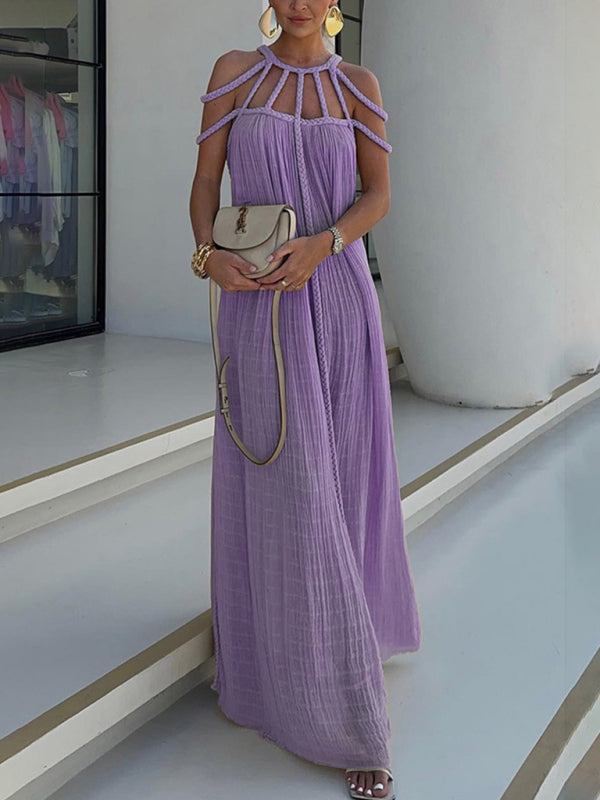 Blue Zone Planet |  Viola's drawstring spaghetti strap loose backless floor-length dress BLUE ZONE PLANET
