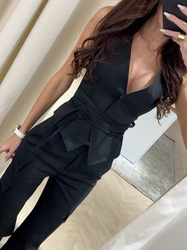 Blue Zone Planet |  lace up loose vest BLUE ZONE PLANET