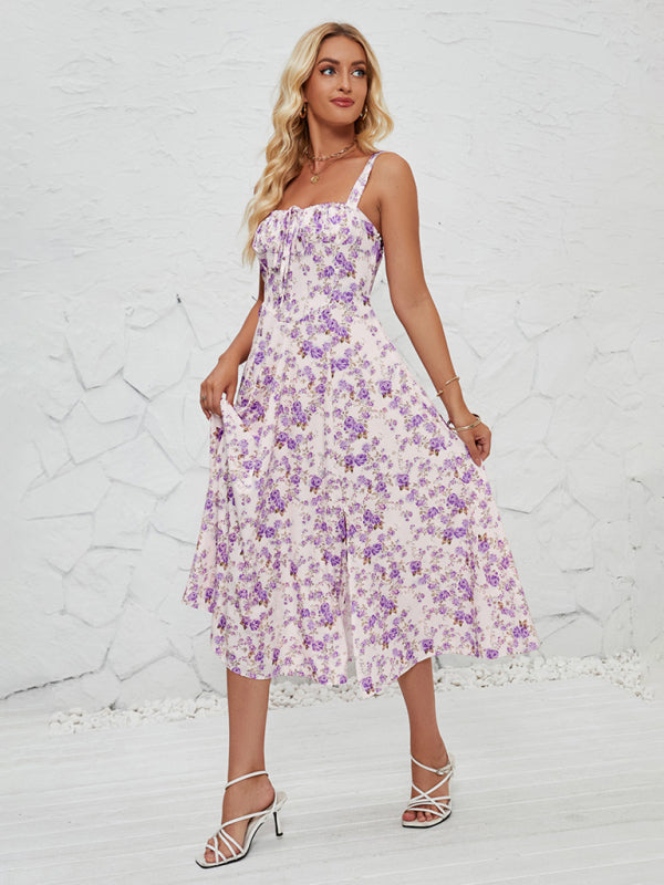 Blue Zone Planet | Elara's Floral Pastoral Midi Dress BLUE ZONE PLANET