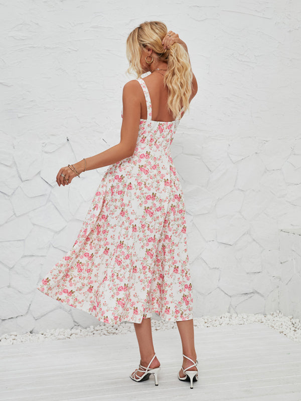 Blue Zone Planet | Elara's Floral Pastoral Midi Dress BLUE ZONE PLANET