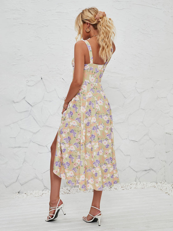Blue Zone Planet | Elara's Floral Pastoral Midi Dress BLUE ZONE PLANET
