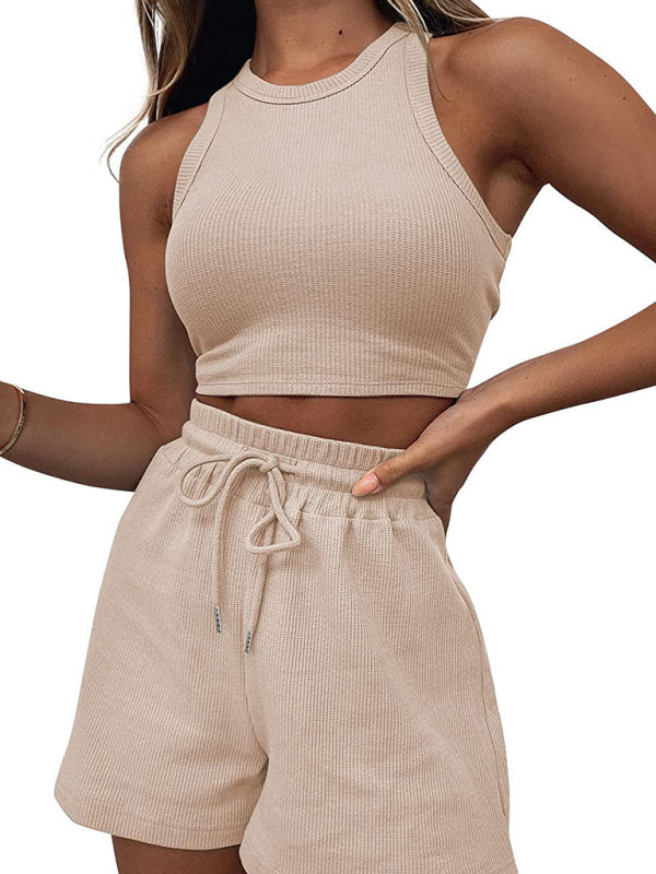 Blue Zone Planet | Women's new loose solid color casual sleeveless shorts suit BLUE ZONE PLANET