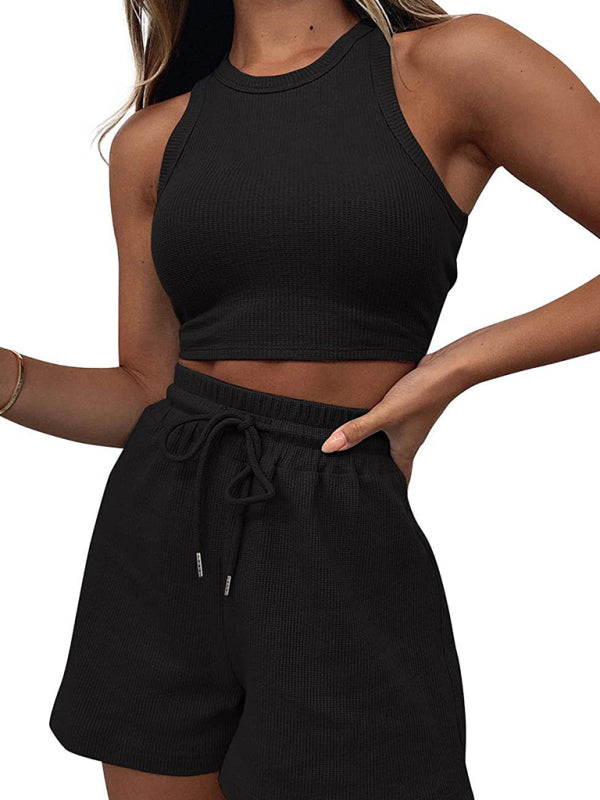 Blue Zone Planet | Women's new loose solid color casual sleeveless shorts suit BLUE ZONE PLANET