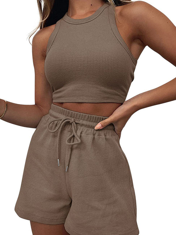 Blue Zone Planet | Women's new loose solid color casual sleeveless shorts suit BLUE ZONE PLANET