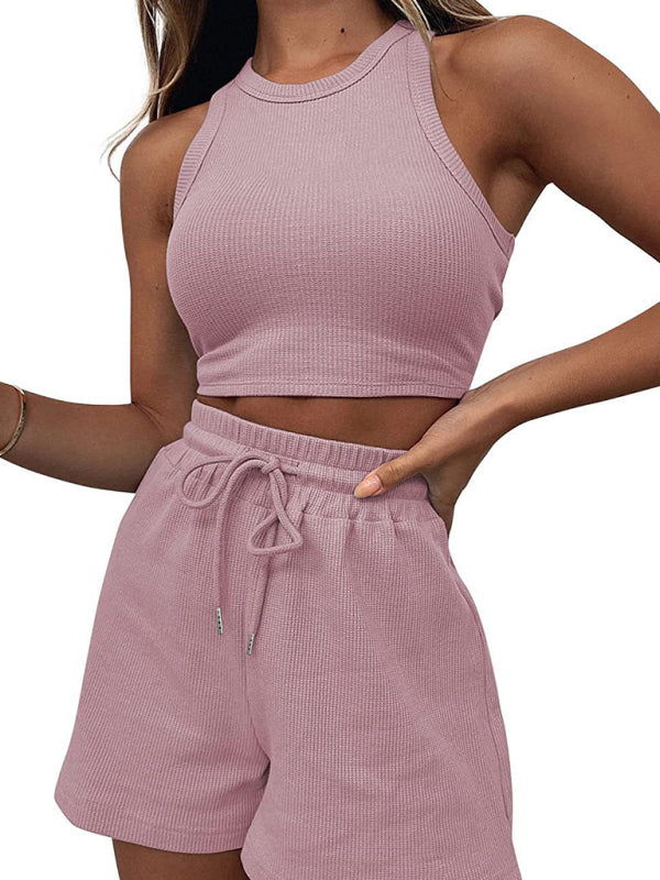 Blue Zone Planet | Women's new loose solid color casual sleeveless shorts suit BLUE ZONE PLANET