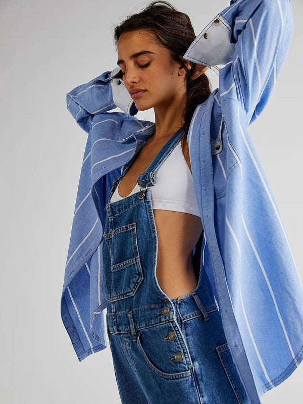 Blue Zone Planet |  style jumpsuit loose denim overalls trousers BLUE ZONE PLANET