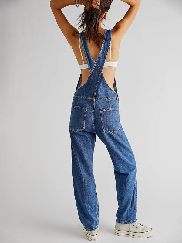 Blue Zone Planet |  style jumpsuit loose denim overalls trousers BLUE ZONE PLANET