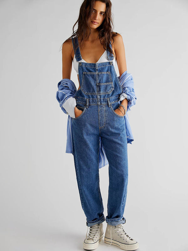 Blue Zone Planet |  style jumpsuit loose denim overalls trousers BLUE ZONE PLANET