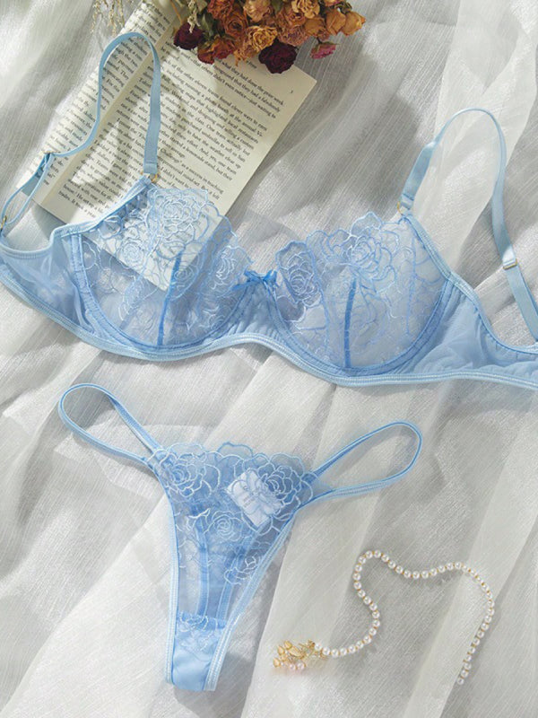 Blue Zone Planet | temptation three-point thin hollow bra underwear set BLUE ZONE PLANET