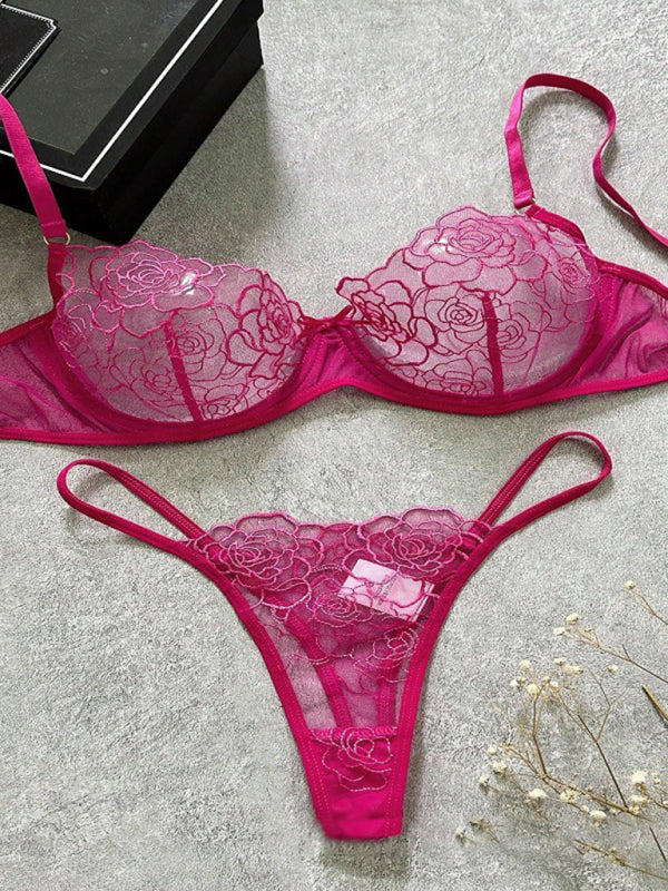 Blue Zone Planet | temptation three-point thin hollow bra underwear set BLUE ZONE PLANET