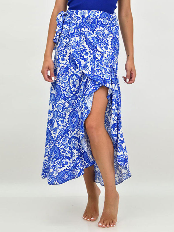 Blue Zone Planet | New wrap style ruffled floral skirt BLUE ZONE PLANET