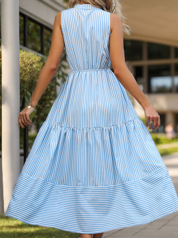 Blue Zone Planet | Women's vertical striped sleeveless dress BLUE ZONE PLANET