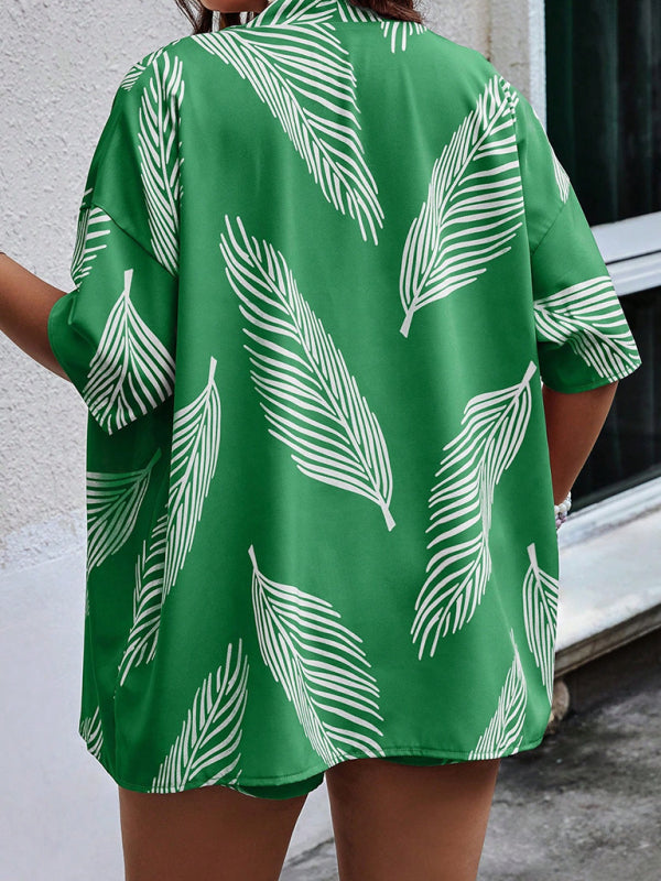 Blue Zone Planet | able printed casual resort style cardigan shorts suit BLUE ZONE PLANET
