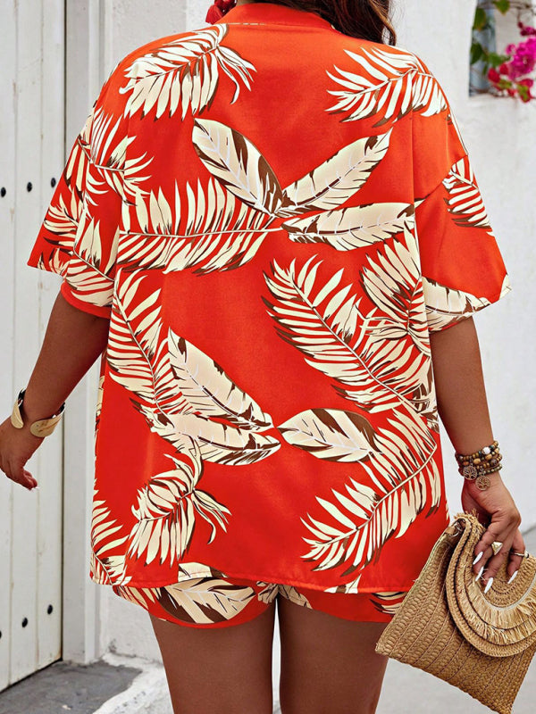 Blue Zone Planet | able printed casual resort style cardigan shorts suit BLUE ZONE PLANET