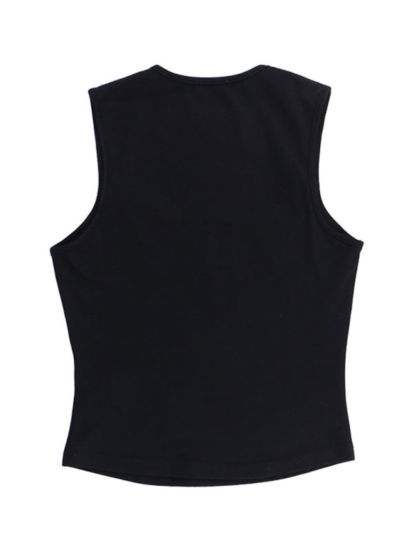 Blue Zone Planet | Bow Charm Square-Cut Decorative Crop Top BLUE ZONE PLANET
