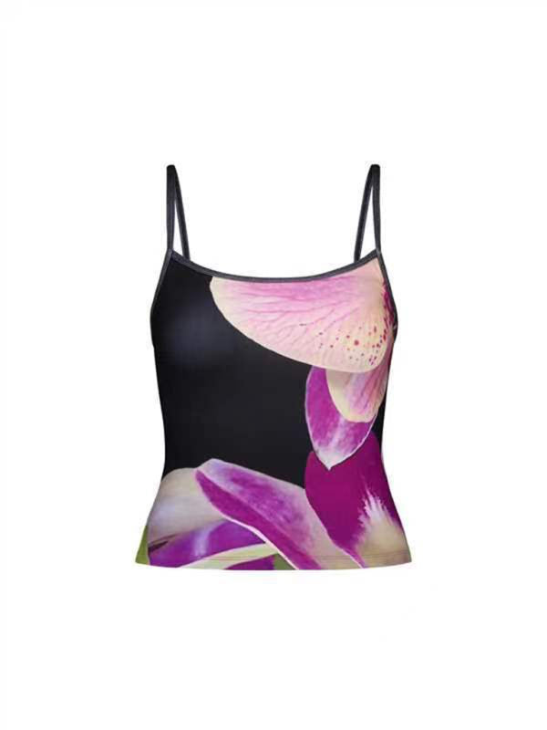 Blue Zone Planet | Tessa's Floral Print Backless Spaghetti Strap Slim Crop Top BLUE ZONE PLANET