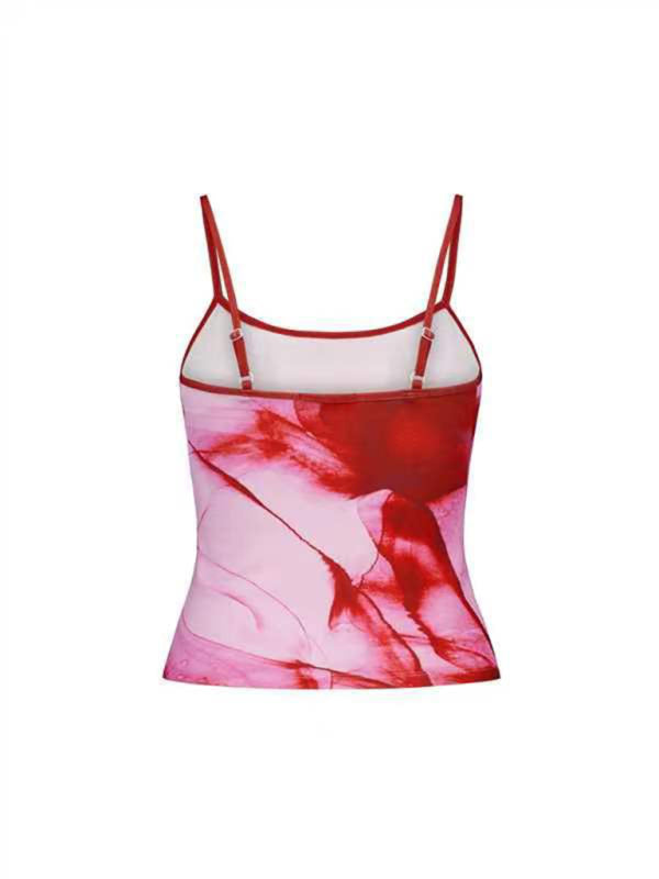 Blue Zone Planet | Tessa's Floral Print Backless Spaghetti Strap Slim Crop Top BLUE ZONE PLANET