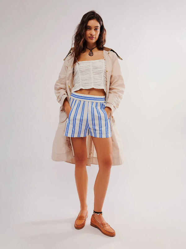 Blue Zone Planet | Women's Striped Casual Shorts BLUE ZONE PLANET